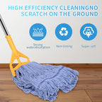 Commercial Mop, 63Inch Handle Heavy Duty Industrial Mop Looped-End String Wet Mops for Floor Cleaning for Warehouse, Workshop, Garage, Office, Home, Deck(1 Mops Head)