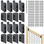 201 Stainless Steel 2" x 4" (1 ½" x 3 ½" Actual) Deck Railing 30° Stair Connectors, for Deck Railing Stair Handrail Connection Installation Deck Railing Bracket (8 Pair-Black)
