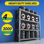3000LBS Heavy Duty Storage Shelves,63''H Metal Garage Shelving, 4-Tier Adjustable Garage Organization Shelving Units, Industrial Shelving for Warehouse,Workshop- Classic Black