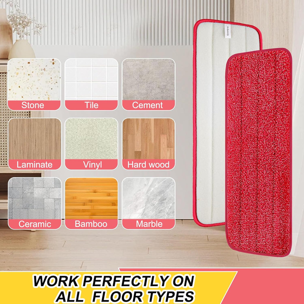 16.5 inch Reusable Mop Pads Microfiber Spray Mop Replacement Heads for Wet/Dry Mops Compatible with Bona Floor Care System (5 Pack)