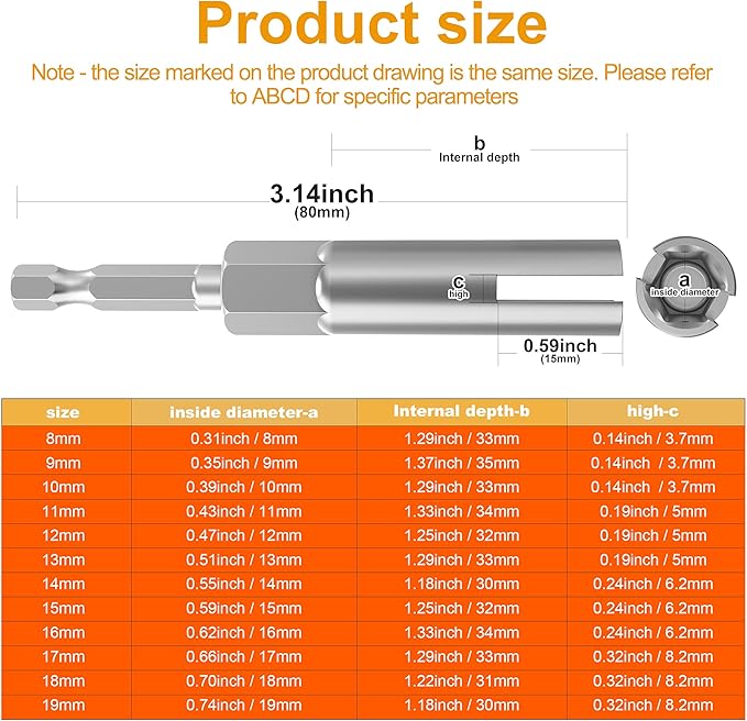 12 Pack 1/4" Hex Shank，Power Wing Nut Driver Set,Slot Wing nuts Drill Bit Socket Wrenches Tools Set, Drills Bits for Panel Nuts screws eye C hook bolt (Full set of 12 Pack 12 Size)
