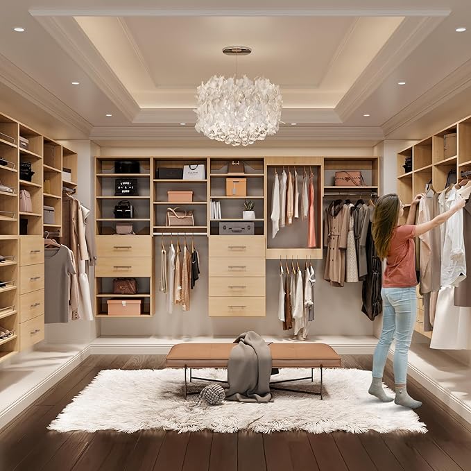 ROOMTEC 28.5" Double Hanging Closet Unit, Modular Closet System with Hanging Rod, Wardrobe Organizer for Bedroom or Walk-in Closet, Wall Mounted, Customizable Clothes Storage Unit, Wood