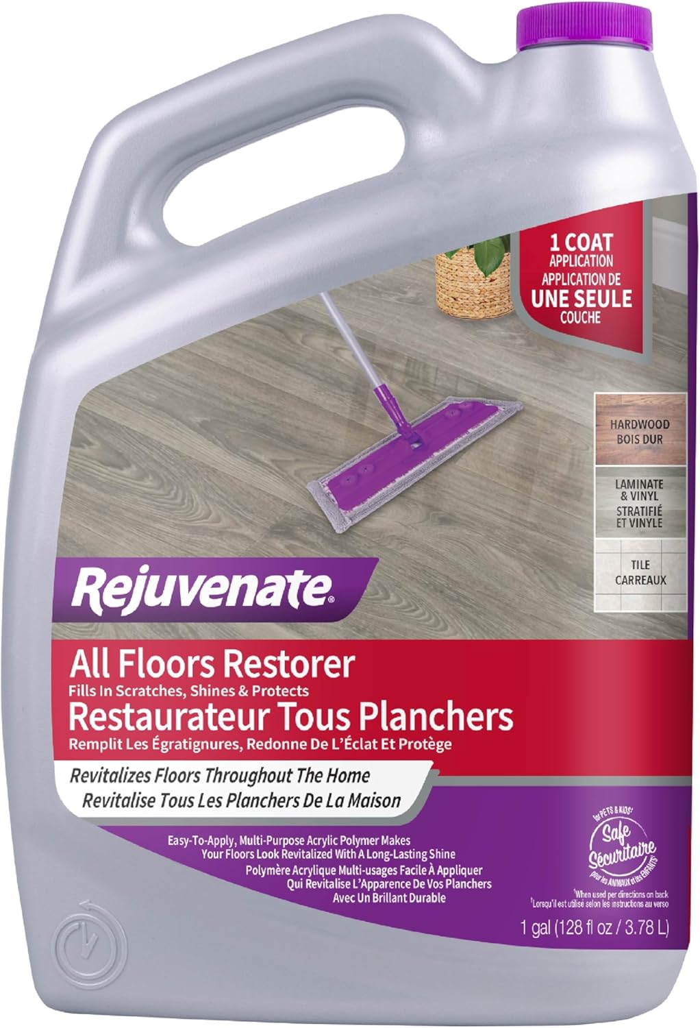 Rejuvenate All Floors Restorer and Polish Fills in Scratches Protects & Restores Shine No Sanding Required