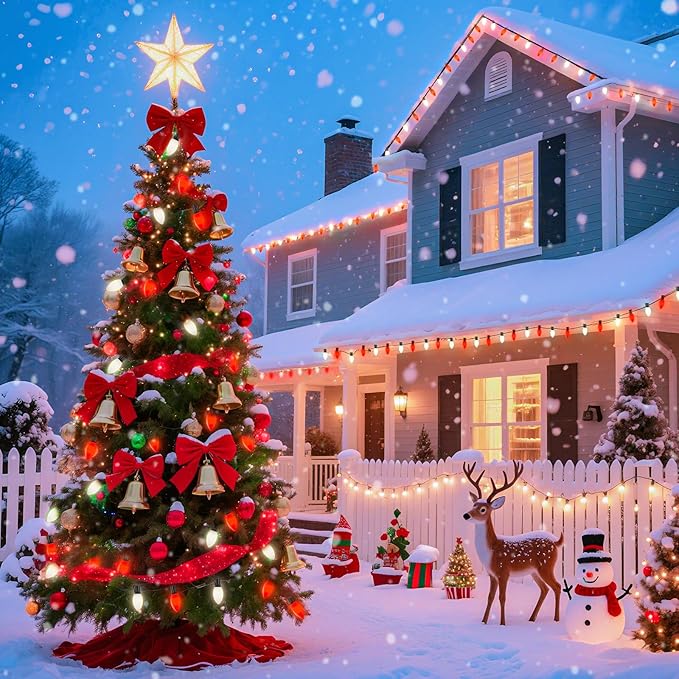 Brightown C9 LED Replacement Christmas Bulbs, 25 Pack Red and White Shatterproof C9 Bulbs, Waterproof Commercial LED Holiday Bulb for Christmas String Light, E17 Intermediate Base, Dimmable