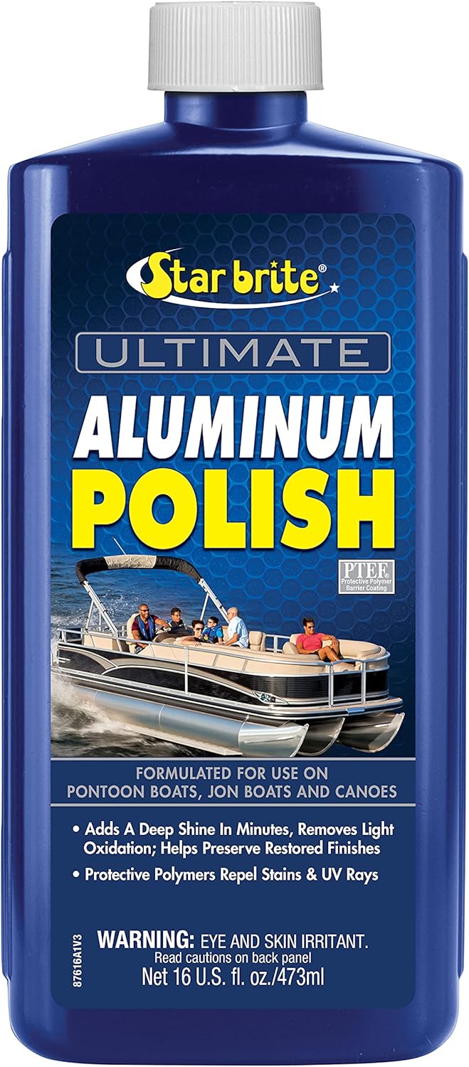 STAR BRITE Ultimate Aluminum Polish - Add a Deep Protective Shine, Remove Light Oxidation & Preserve Restored Finish - Marine Grade for Pontoons, Jon Boats & Canoes 16 OZ (087616)