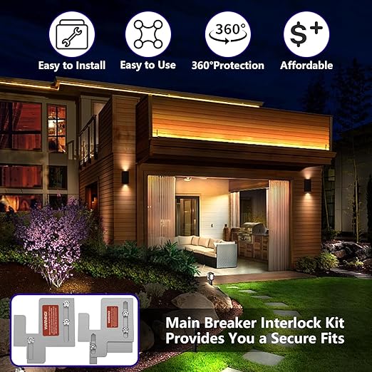 Generator Interlock Kit Compatible with Eaton Cutler Hammer BR Series 150 and 200 Amp Panels, Apply to 1 1/4 to 1 7/16 inches Spacing Between Main and Branch Breaker.