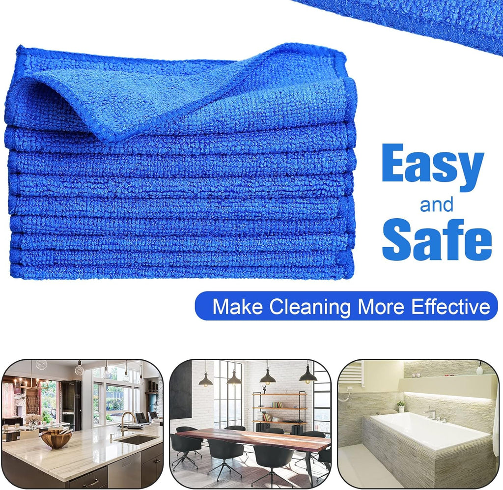 Tanlade Microfiber Cleaning Cloth 6"x6" Cleaning Rags Reasonable Kitchen Towels Microfiber Towels Cars Wash Dry Erase Cloth(Blue, 30 Pcs)