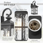 Darkaway Large Outdoor Light Fixtures Wall Mount, 21inch Outside Wall Lights Exterior Lighting Fixture with Water Ripple Glass Outdoor Sconce for House Porch Hallway Garage, 2Pack