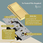 TOPGREENER Kalide Dimmer Light Switch, LED Dimmer Switch, Full Range Dimming, Single Pole/3-Way, 120VAC, 60Hz, 300W LED/CFL, Neutral Wire Not Required, Gold, 1 Pack,Wall Plate Included