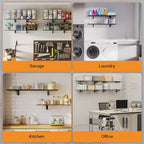 1x4 ft Garage Shelving, 2-Pack Wall-Mounted Shelves for Garage, Kitchen, Pantry Storage, 300 lbs Total Load Capacity Wall Shelving, Black