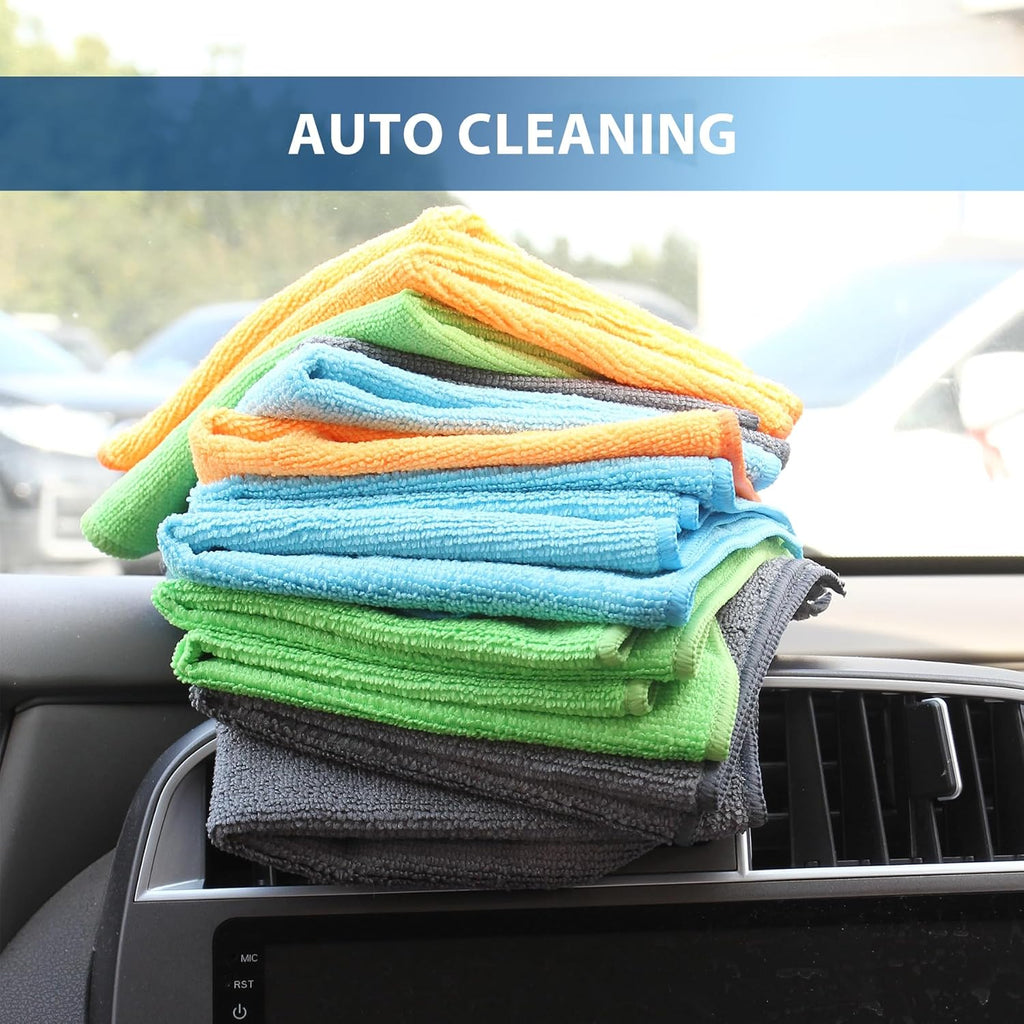 Tricol Clean 12 Pack Microfiber Cleaning Cloth 11.8x11.8inch - Streak-Free, Reusable Wipes for Glass, Kitchen, Car, Dusting - Absorbent & Lint-Free(Mixed 4 Colors 02, 11.8 x 11.8 in)