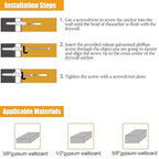 KURUI 510Pcs Wall Hanging Kit with Anchors and Screws, Picture Hanging Kit for Wall Decor Art, Frame, Canvas, Dry Wall Anchors Assortment Kit for Sheetrock Concrete Brick, 6 Sizes Picture Hangers