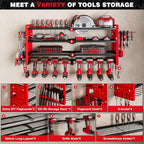 Power Tool Organizer Wall Mount,Cordless Drill Organizer,4 Layers Large Capacity Tool Rack with 8 Drill Holders (RED)