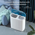 Auertech Portable Washing Machine, Mini Twin Tub Washers with 9lbs Washer, 5lbs Spinner, Compact Laundry Washer with Time Control, Small Washing Machine for Apartments, Dorm, RV