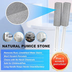 Pumice Stone Toilet Bowl Cleaner-Hard Water Stain Remover, Eliminates Toilet Bowl Rings，Rust &Lime Buildup，Multi-Surface Use for Grills ，Sink，Pool，Bathroom【2Pack】 (Long Handle)