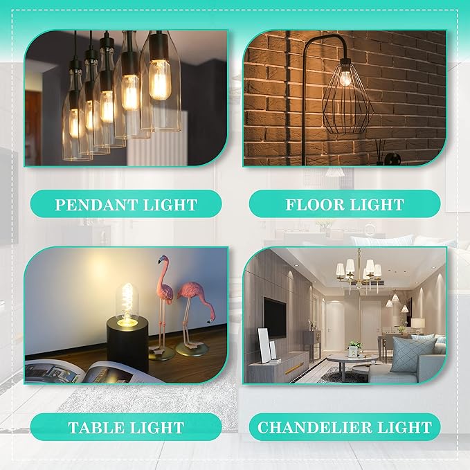 AMDTU Edison Bulbs 40 Watt LED Soft White 2700K, Vintage Super Thin Spiral Filament Non-dimmable, T45 Incandescent Tubular Light Bulb 40W Equivalent, Clear Glass 4W 120V E26 Base, 8 Pack