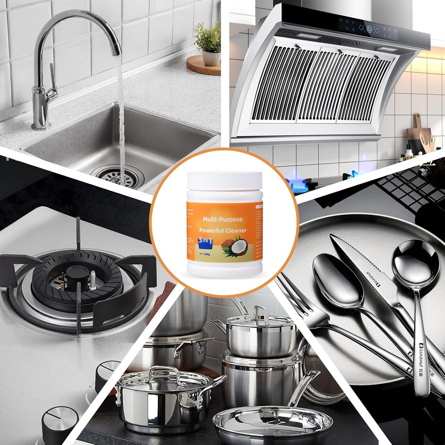 Multi-Purpose Powerful Cleaner for Kitchen, Heavy Kitchen Duty Degreaser, All-Purpose Cleaner Removes Stains on Microwave, Oven & Stove Top (260g)