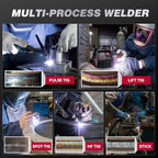 ARCCAPTAIN DC 5 In 1 TIG Welder With Pulse, 200Amp DC 5 In 1 HF/Lift/Pulse/Spot TIG & Stick, 110v/220v Dual Voltage LED Digital Display MultiProcess TIG Welding Machine with 2T/4T TIG200P