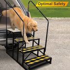 RV Steps with Handrail, Hot Tub Steps with Handrail, Portable Stairs Steps for 5th Wheel RV, Mobile Home Stairs Outdoor RV Step (4 Steps with 2 Handrails)