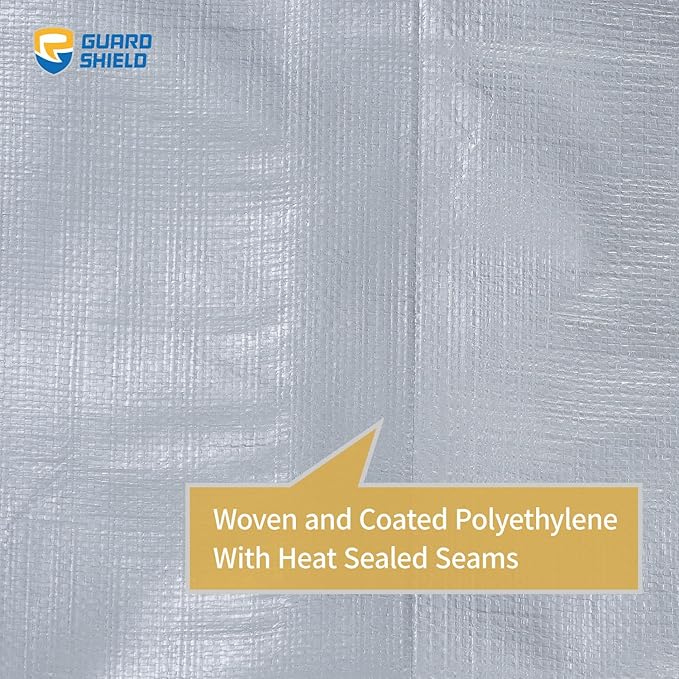 GUARD SHIELD Heavy Duty Tarp 6x8 Feet Silver Multi Purpose Thick Waterproof Poly Tarp Cover 10mil