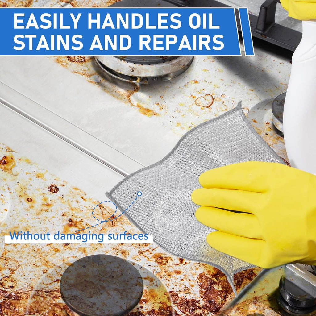 Non Scratch Wire Dishcloth Dishwashing Rag Set 20PCS - Home Essentials Microfiber Cleaning Cloth Absorbent Cleaning Rags, Reusable Soft Kitchen Towels,Multipurpose Metal Dish Cloth