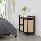 Laundry Basket Organizer - Hampers with 3 Compartments, Sliding Laundry Sorter Bags, Top Storage Shelf, Metal Frame