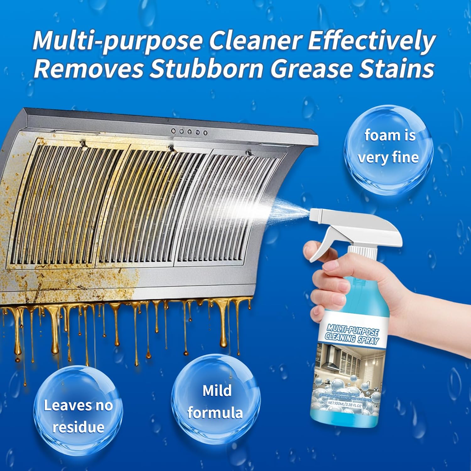 Spray Splash Cleaner, 2026 New Multi Purpose Cleaning Spray, Upgraded Foam Sprays for Ovens, Powerful Degreaser Sprays for Kitchen, Convenient Handheld Cleaner for Home Family (2PCS)