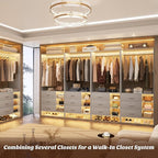 Aheaplus 2.5FT Closet System with 3 Drawers, 29.5’’ Closet Organizer, Wood Closet Organizer System, Walk-in Closet or Small Closets Wardrobe, Clothes Rack with Hanging Rods,-E6, Grey