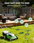 28Ft Outdoor Extension Cord, 1 to 3 Splitter Heavy Duty Weatherproof Power Cord, 16/3 SJTW, 3 Grounded Outlets Flat Plug for Patio, Garden, Halloween Displays, Christmas Lights, Green ﻿