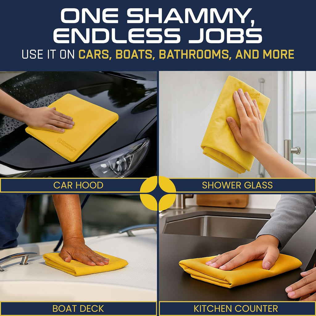 Premium Large Shammy Towel for Cars (26"x17") - Super Absorbent, Ultra-Soft, Spot-Free, Scratch-Free, Lint-Free Chamois Cloth - Reusable, Long Lasting Drying Towel (Original)