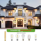 15.3" Large Motion Sensor Outdoor Wall Lights 2Pack, Dusk to Dawn Porch Lights Outdoor Wall Sconces,3 Lighting Modes Black Exterior Lighting Fixtures, Outside Lanterns for House Garage,None-Bulb