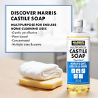 HARRIS Multi-Purpose Pure Castile Soap, Made with Olive, Coconut, and Pine Tree Oil, Uses for Face, Body, Hand, Hair, Home, Dishes, and Laundry, Peppermint, 32 Fl Oz