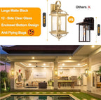 Large Dusk to Dawn Golden Outdoor Sconces 2-Pack, Anti-Rust Aluminum Brass Outdoor Light Fixtures Enclosed Bottom Exterior Lighting Wall Scones IP65 Waterproof Outside Wall Lanterns