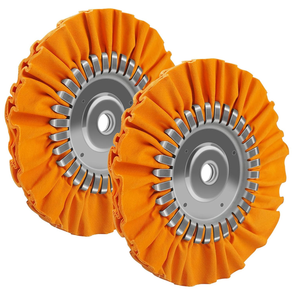 2PCS 8" Airway Buffing Wheel with 5/8" Arbor Flange-Free Hub，Orange Buffing Wheels for Angle Grinder, All-Purpose Polishing Wheels for Aluminum Wheels Stainless Steel and Metal Finishing