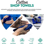 ZUPERIA Cotton Shop Towel – Multipurpose Cleaning Cloths (14" x 12" - Pack of 500 - Blue) Reusable Shop Rags for Automobiles, Industrial, Restaurants, Garage, and Homes