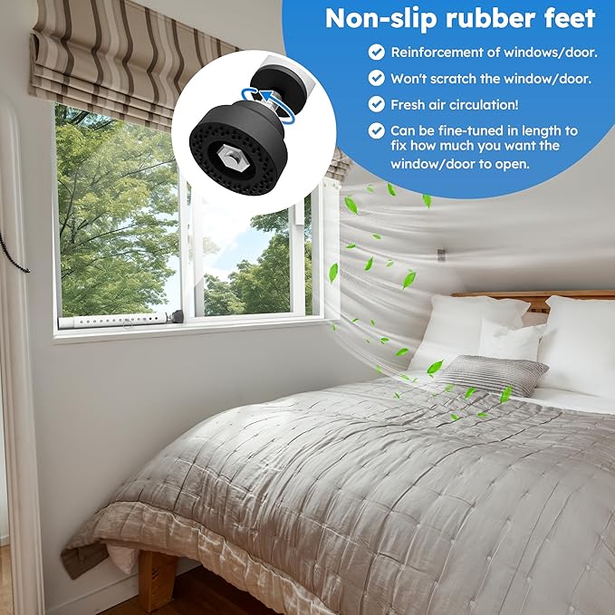 WooFog（Short）Security Bars for Sliding/Vertical Window, Adjustable Window Jammer Bars Security Inside,（Small）Window Guards for Home Security, 11" to 18" Anti Theft Window Safety Lock Bar -White 4 Pcs