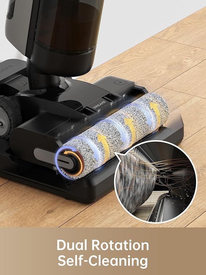 DREAME H13 Pro Wet Dry Vacuum Cleaner, Smart Floor Cleaner Vacuum Mop for Hard Floors, 140°F Brush Wash, Hot Air & Dual Rotation Self-Cleaning, GlideWheel Power System, Great for Sticky Messes