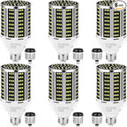 65W LED Corn Light Bulb 6 pack(650W Equivalent ) ,Daylight 5000K E26/E39 Commercial Grade 7800LM Medium Mogul Base LED Lamp,Large Area Lights For Outdoor Indoor Garage Warehouse Factory Bay Light
