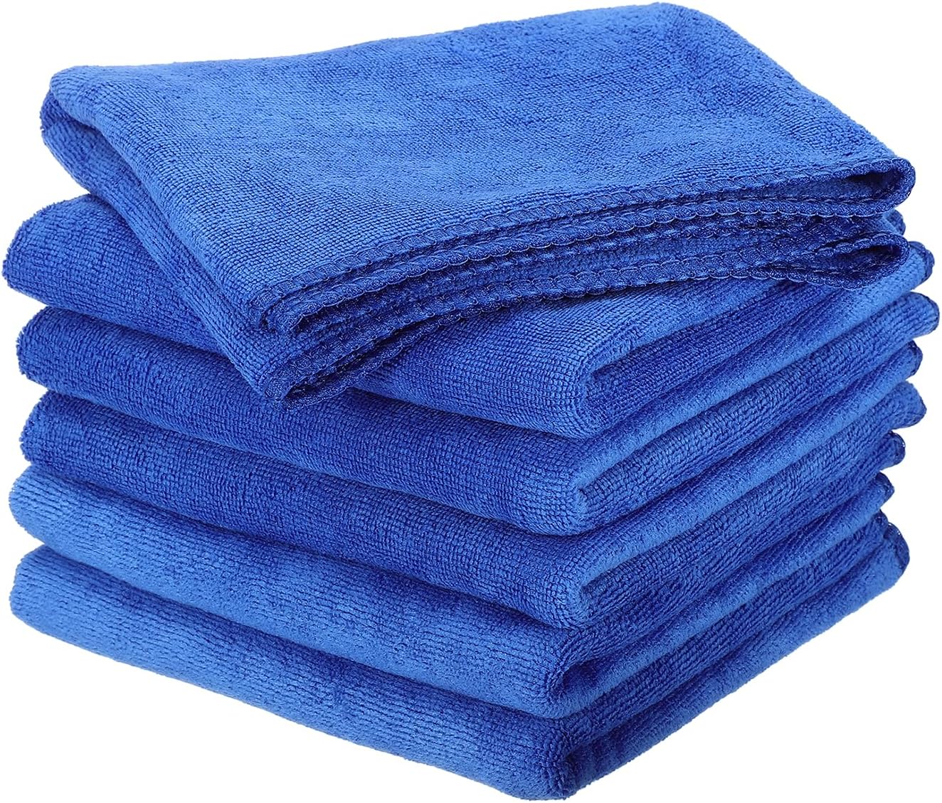 HARFINGTON 6 Pack Microfiber Cleaning Cloth, 28" x 12" Multi-Functional Cleaning Towels Reusable Absorbent Rags for Car Wash Kitchen Household Window Clean, Sapphire Blue
