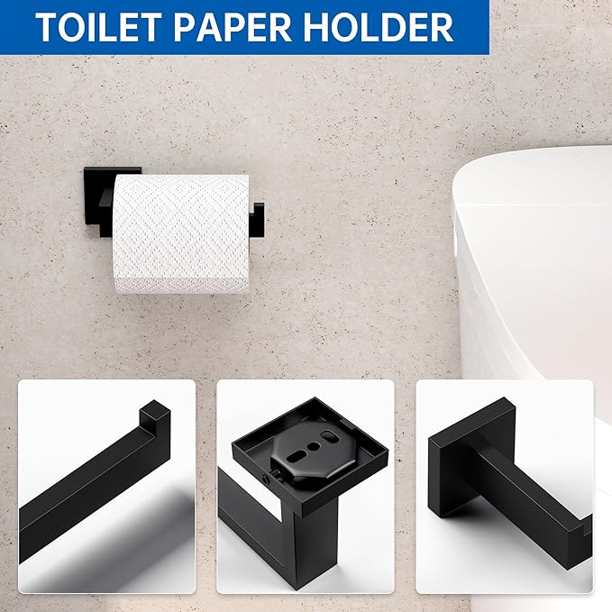 10-Piece Bathroom Hardware Accessories Set, 16 Inch SUS304 Stainless Steel Towel Bar Set, Wall Mounted Bathroom Towel Holders, Towel Hooks with Toilet Paper Holder