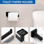 5-Piece Bathroom Hardware Accessories Set, 23.6 Inch SUS304 Stainless Steel Towel Bar Set, Wall Mounted Bathroom Towel Holders, Towel Hooks with Toilet Paper Holder