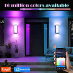 LED Smart Wall Sconces, 1Pack RGB Color Changing Outdoor Wall Light Fixtures, Exterior Lighting Fixtures via Tuya App Control, IP65 Waterproof Outside Light Fixtures for House Porch Yards