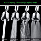 Faucet Sprayer Attachment with 2 Ball Joint, Big Angle Swivel Kitchen Sink Faucet Head Replacement, 4 Spray Models, 55/64-27UNS Famale Thread, Male Thread Adapter Included, Polished Chrome