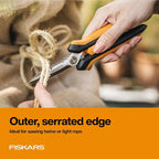 Fiskars Pruning Shears for Gardening, Multipurpose 8" Garden Shears with Sheath and SoftGrip Handle, Great for cutting Nursery Pots, Bags, and Wire