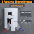 Enga Shower Body Jet System 12 Inch Ceiling Mounted Rainfall Shower Head with 6 Body Sprays and Handshower, Brass Shower Faucet Rough-in Mixer Valve, Chrome