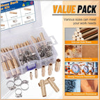 KOOTANS 32PCS Brass Hose Barb Fittings Barb Splicer Mender Hose Fittings Kit 3/16" 1/4" 5/16" 3/8" 1/2" Barbed Air Hose Fittings with 46pcs Pipe Clamps for Water Fuel Air Line Connector Fitting