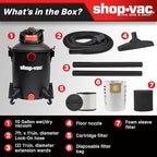 Shop-Vac 5761011 10 Gallon Wet/Dry Shop Vacuum, 4.5 Peak HP, 1.5 Inch Diameter x 7 Foot Hose, 20 Foot Cord, Ideal for Home, Garage, and Workshop Cleaning