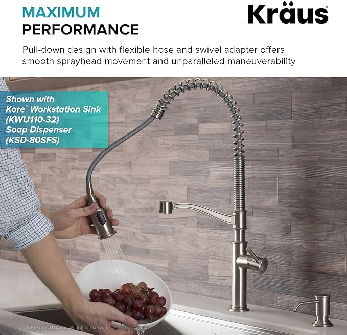 KRAUS Sellette Commercial Style Pull-Down Kitchen Faucet and Deck Plate in Oil Rubbed Bronze, KPF-1683ORB