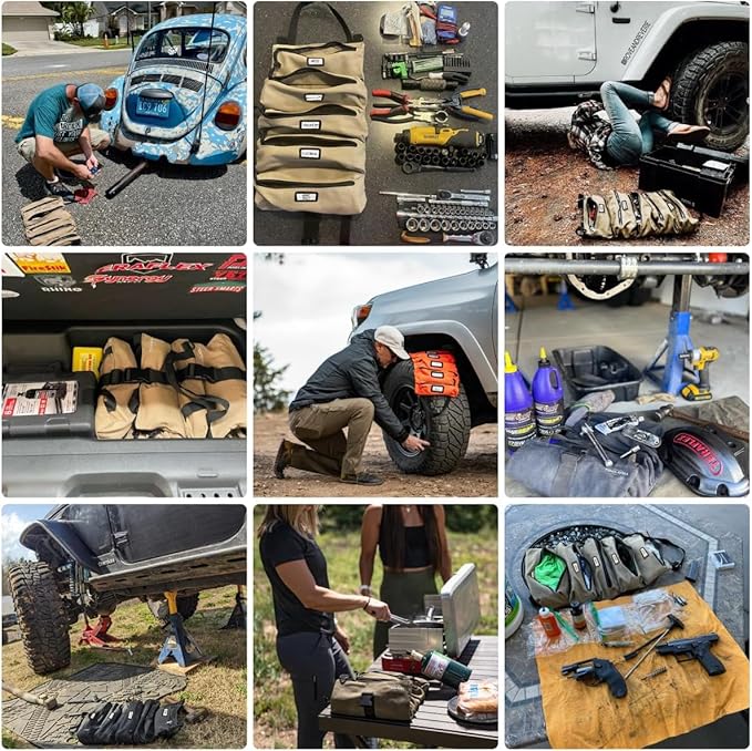 Official Legacy Tool Roll Bag - Easy to Carry 5-Pocket Roll Up Tool Bag - Durable Canvas, Rust-Proof YKK Zippers & Secure Buckle - A Loving Gift for Dads, Mechanics, Electricians & Hobbyists | Khaki