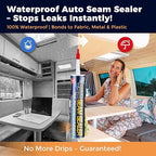 [Black] Seam Sealer Automotive-Professional Grade High Strength Waterproof Automotive Adhesive for Auto Body Repair, Rust & Leak Prevention-Quick Paintable Sealant for Metal, Plastic -10.5Oz Tube